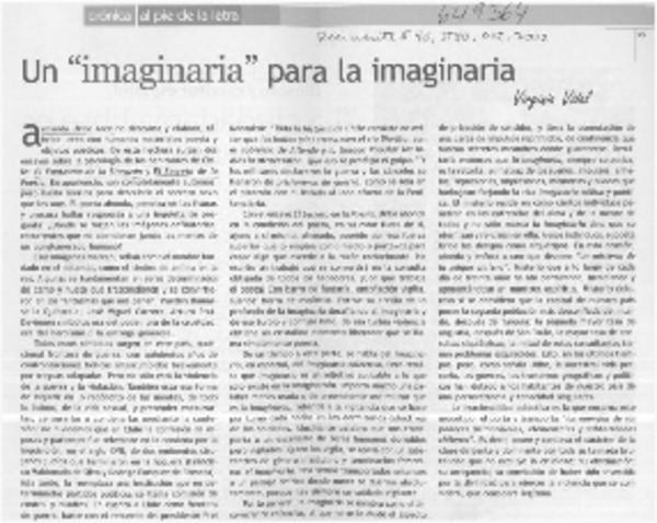 Un "imaginaria" para la imaginaria  [artículo] Virginia Vidal