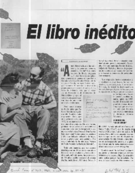 El libro inédito de Pablo y Matilde en Datitla  [artículo] Patricio de la Paz