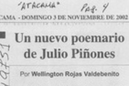 Un nuevo poemario de Julio Piñones  [artículo] Wellington Rojas Valdebenito