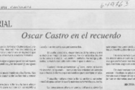 Oscar Castro en el recuerdo  <artículo> Héctor González V.
