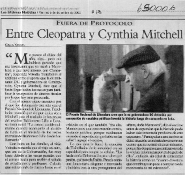 Entre Cleopatra y Cynthia Mitchell  [artículo] Giglia Vaccani