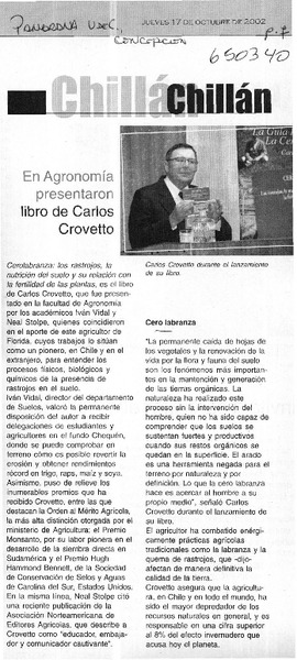 En agronomía presentaron libro de Carlos Crovetto  [artículo]