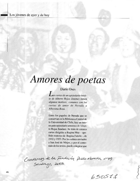 Amores de poetas  [artículo] Dario Oses