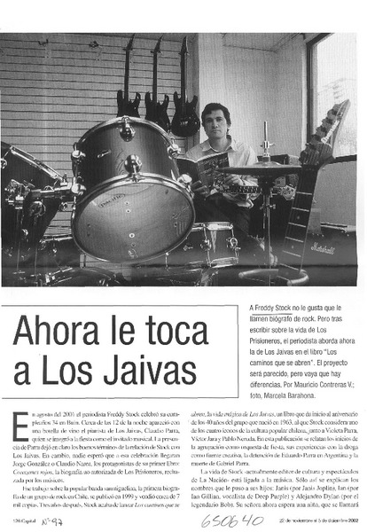 Ahora le toca a Los Jaivas  [artículo] Mauricio Contreras V.