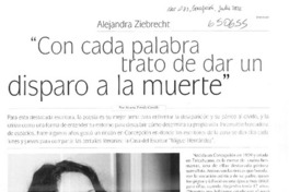 "Con cada palabra trato de dar un disparo a la muerte"  [artículo] Jimena Toledo Garrido