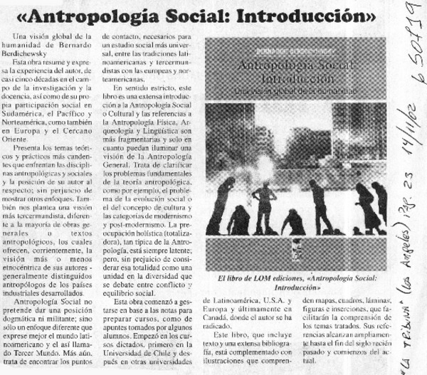 "Antropología social, introducción"  [artículo]