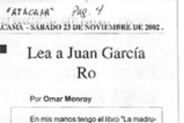 Lea a Juan García Ro  [artículo] Omar Monroy