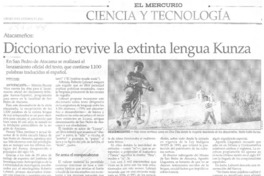 Diccionario revive la extinta lengua Kunza  [artículo] Mario Rojas