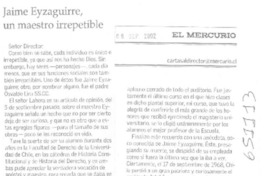 Jaime Eyzaguirre, un maestro irrepetible  [artículo] Víctor Manuel Avilés M.