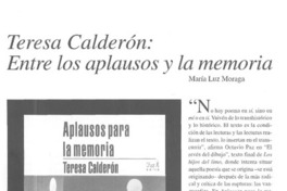 Teresa Calderón, entre los aplausos y la memoria  [artículo] María Luz Moraga