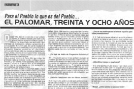 El Palomar, treinta y ocho años de folclore  [artículo] Patricio Olavarría R.