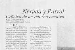 Neruda y Parral, crónica de un retorno emotivo  [artículo] Jaime González Colville