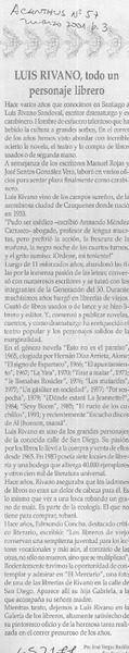 Luis Rivano, todo un personaje librero  [artículo] José Vargas Badilla
