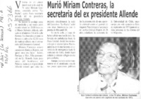 Murió Miriam Contreras, la secretaria del ex presidente Allende  [artículo]
