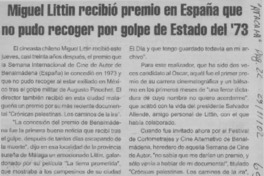 Miguel Littin recibió premio en España que no pudo recoger por golpe de Estado del '73  [artículo]