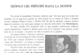 Teófilo Cid, príncipe hasta la muerte  [artículo] Rodrigo Hernández