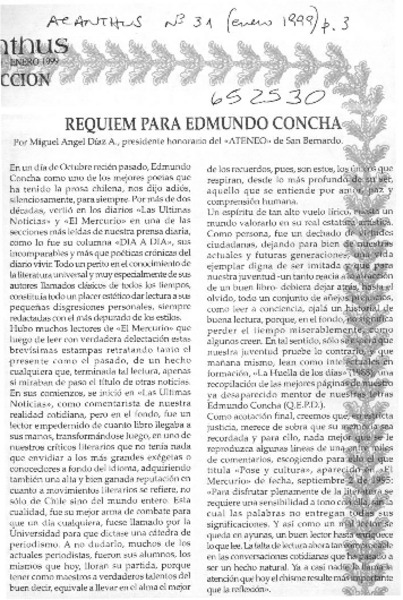 Requiem para Edmundo Concha  [artículo] Miguel Angel Díaz A.