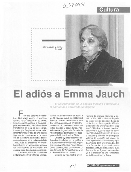 El adiós a Emma Jauch  [artículo]
