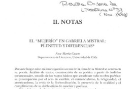 El "mujerío" en Gabriela Mistral, plenitud y diferencias  [artículo] Ana María Cuneo