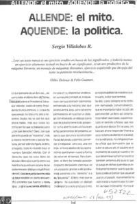 Allende, el mito, aquende, la política  [artículo] Sergio Villalobos R.