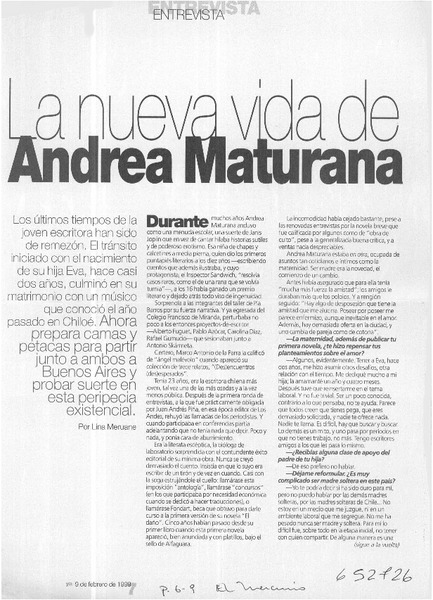La nueva vida de Andrea Maturana  [artículo] Lina Meruane