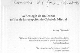 Genealogía de un ícono, crítica de la recepción de Gabriela Mistral  [artículo] Kemy Oyarzún