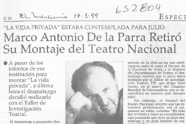 Marco Antonio de la Parra retiró su montaje del teatro nacional  [artículo]