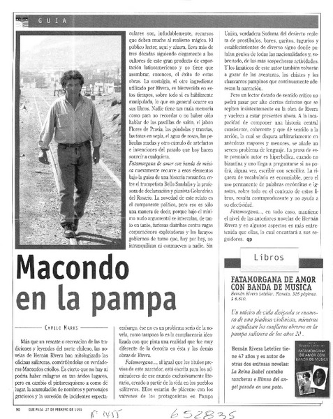 Macondo en la pampa  [artículo] Camilo Marks