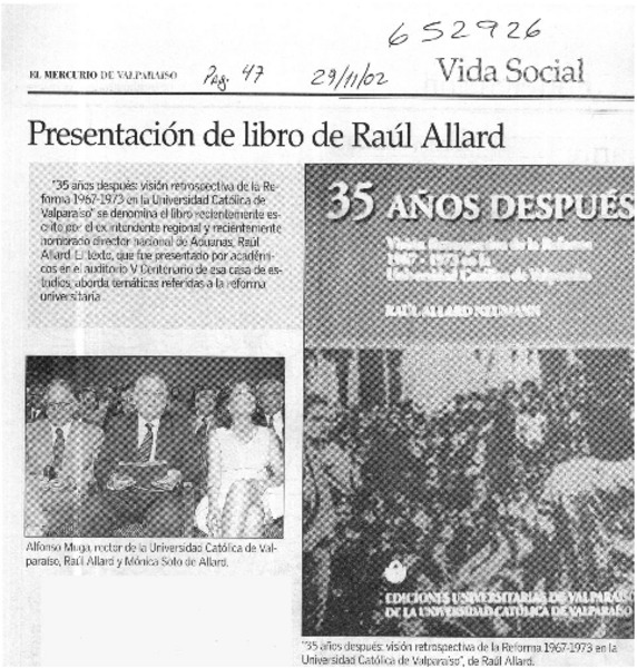 Presentación de libro de Raúl Allard  [artículo]