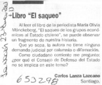 Libro "El saqueo"  [artículo] Carlos Lanza Lazcano