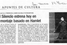 Teatro del silencio estrena hoy en Santiago montaje basado en Hamlet  [artículo]