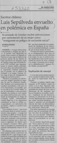 Luis Sepúlveda envuelto en polémica en España  [artículo] Macarena Lescornez
