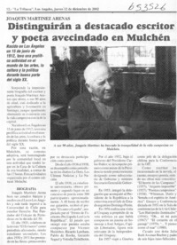 Distinguirán a destacado escritor y poeta avecindado en Mulchén  [artículo]