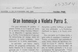 Gran homenaje a Violeta Parra S.  [artículo]
