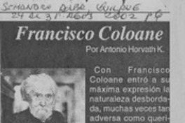 Francisco Coloane  [artículo] Antonio Horvath K.