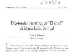 Dicotomías narrativas en "El árbol" de María Luisa Bombal  [artículo] Paola Bianco