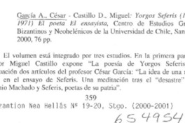 Yorgos Seferis (1900-1971) el poeta, el ensayista  [artículo] M. Mercedes López D. <y> Roberto Quiroz P.