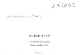 Rodolfo Lenz  [artículo] Ambrosio Rabanales