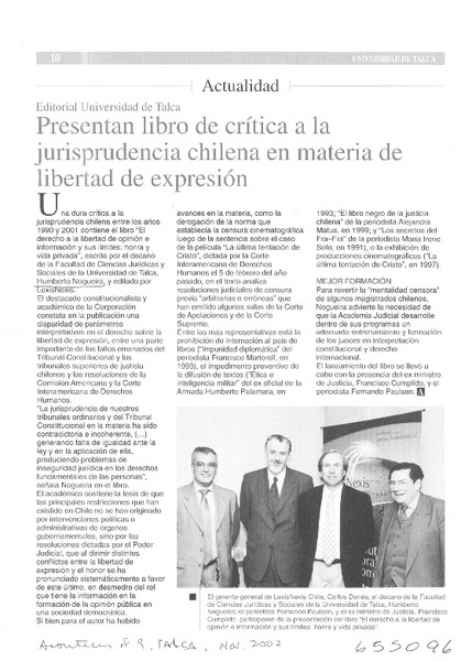 Presentan libro de crítica a la jurisprudencia chilena en materia de libertad de expresión