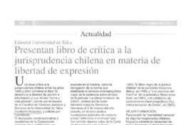 Presentan libro de crítica a la jurisprudencia chilena en materia de libertad de expresión
