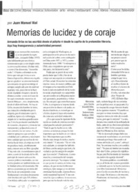 Memorias de lucidez y de coraje  [artículo] Juan Manuel Vial