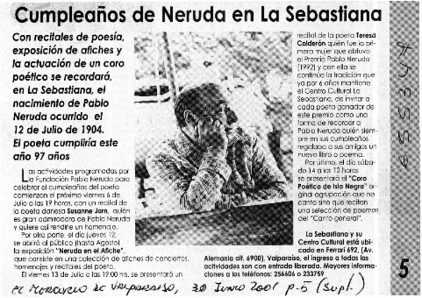 Cumpleaños de Neruda en La Sebastiana  [artículo]