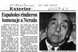 Españoles rindieron homenaje a Neruda  [artículo]