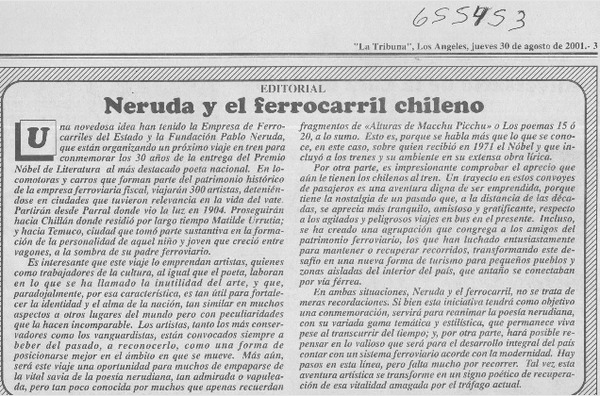 Neruda y el ferrocarril chileno.  [artículo]