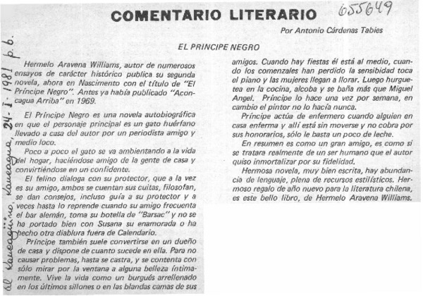 Incorporar Empuje evaluar Comentario literario: [artículo] Antonio Cárdenas Tabies. - Biblioteca  Nacional Digital de Chile