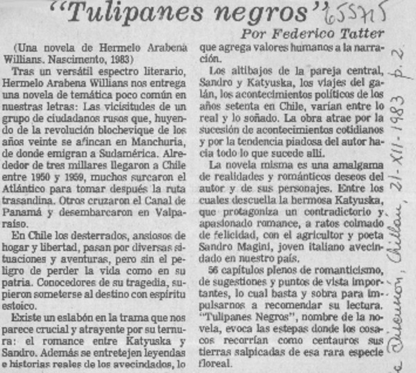 "Tulipanes negros".  [artículo] Federico Tatter.