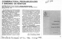 Combinatoria, probabilidades y binomio de Newton  [artículo] Silvia Navarro Adriasola.
