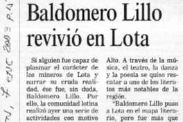 Baldomero Lillo revivió en Lota.  [artículo]