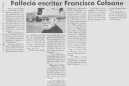 Falleció escritor Francisco Coloane.  [artículo]