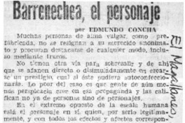 Barrenechea, el personaje.  [artículo] Edmundo Concha.